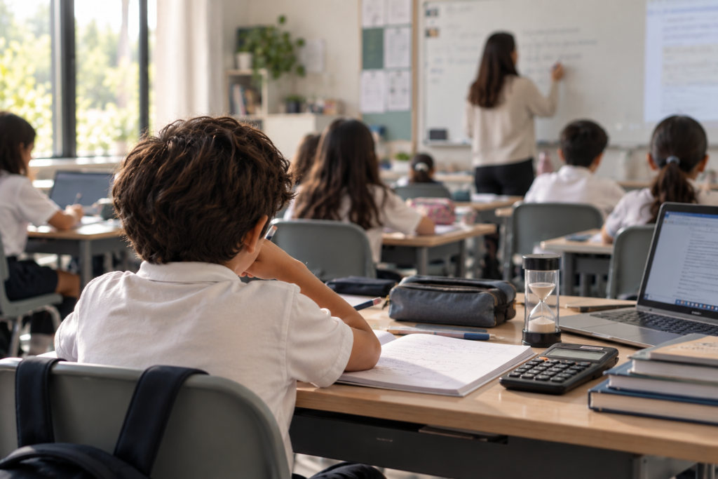 Child learning in a classroom